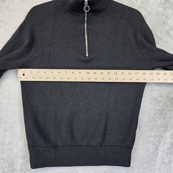 Armani Exchange A|X Sweater Mens Medium Black Half Zip Mock Neck Ribbed Knit - Picture 5 of 11